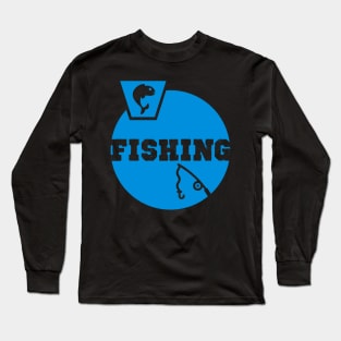 Fishing Birthday Gift Shirt. Includes a Fish and a Fishing Rod. Long Sleeve T-Shirt